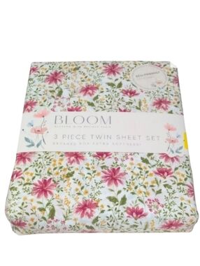 Bloom Pink and Green Floral Sheets Bedding Set